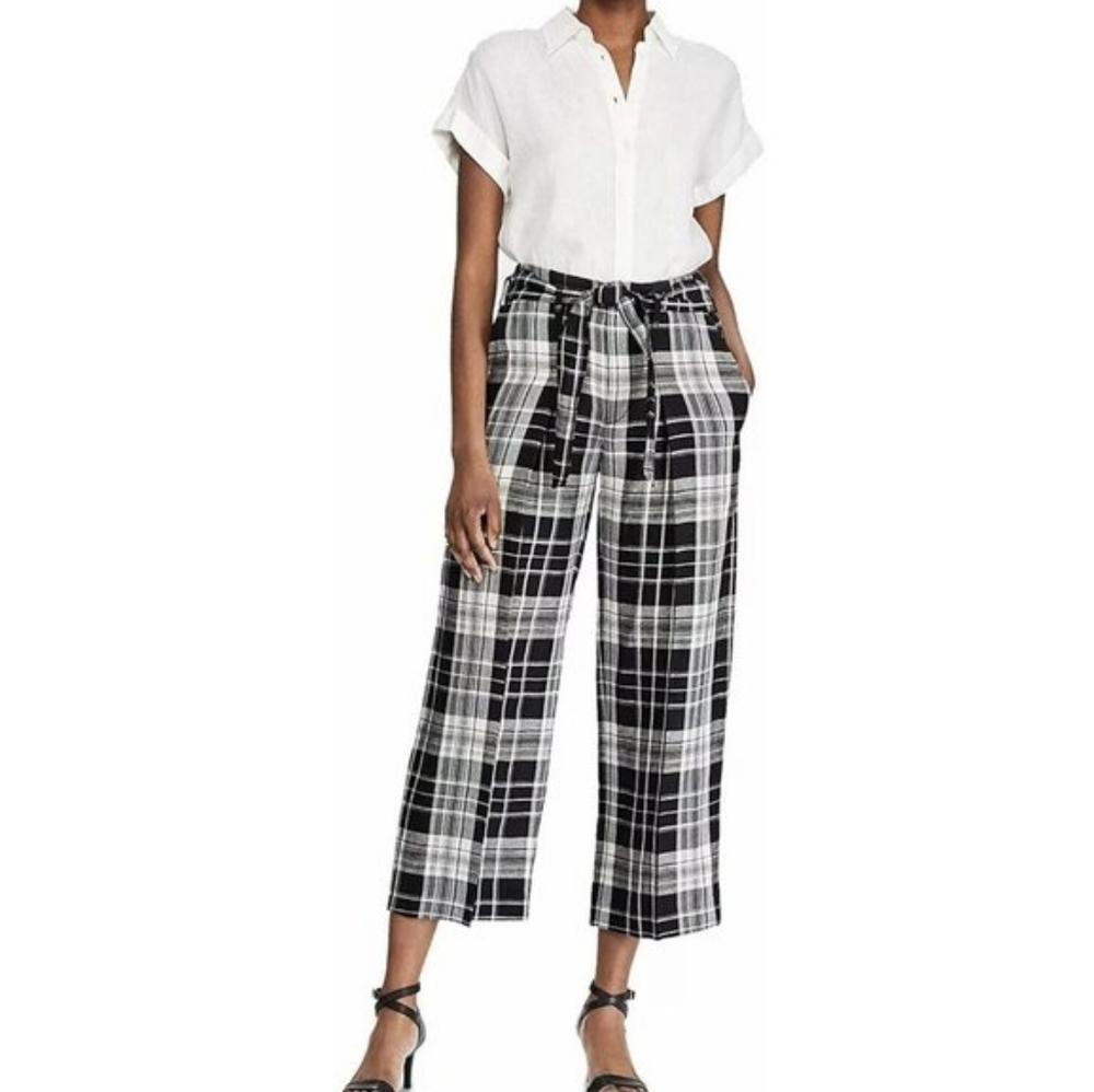 New Women's Ralph Lauren Linen Plaid Pants | 2